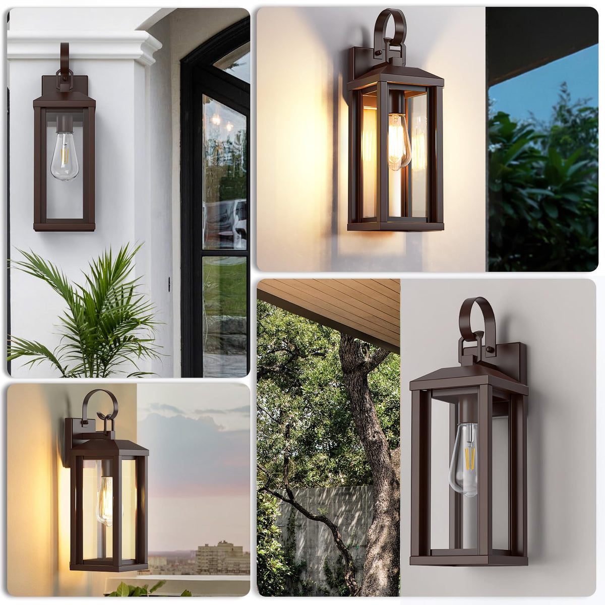 17" Brown Large Exterior Lighting Fixtures 2Pack (Brown / No Sensor/2-Pack-17Inch)