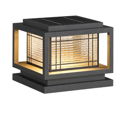 Outdoor Solar Outdoor Column Lights Modern Post Caps Light Aluminum IP65 Waterproof Pillar Light Square Landscape Column Lamp for Patio Posts Flat Surface Garden Decoration Post Lanterns