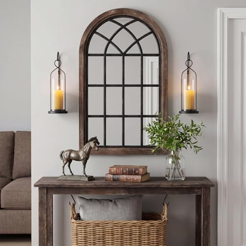 Set of 2 Black Wall Candle Sconces Decor Wall Candle Holder for Pillar Candles (Black)