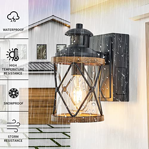 Dusk to Dawn Motion Sensor Outdoor Porch Light with GFCI Outlet (Brown / 1 Pack)