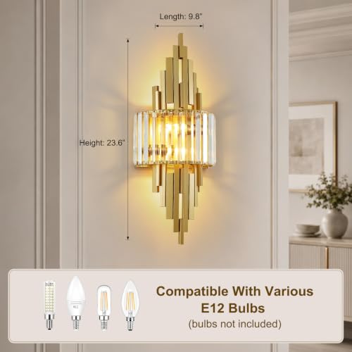 Gold Crystal Luxury Wall Sconces Mid (Gold Rectangular-1P)