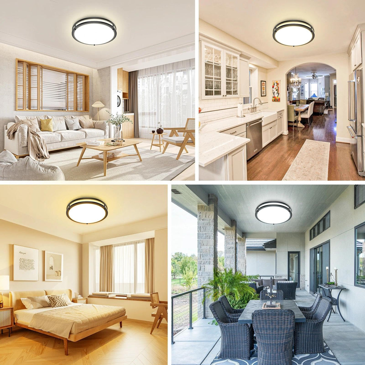 10Inch Flush Mount Ceiling Lights (Black / 10"(2 Pack))