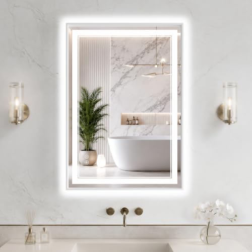 24"x36" LED Bathroom Mirror with Lights (White / 36"L x 24"W)
