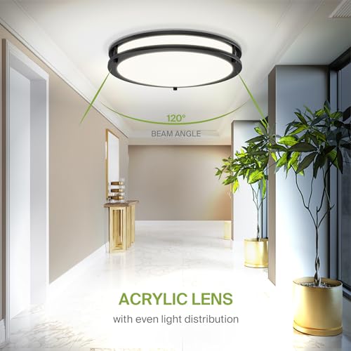 LED 14" Round Flush Mount Lighting (Black)
