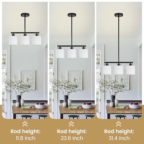 3 Light Black Kitchen Island Lighting (Black & Milky White Glass / 3 Light)