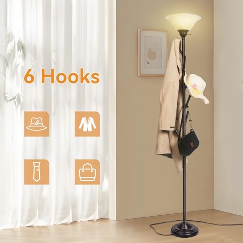 Standing Tall Lamp with Standing Coat Rack Tree (Lamp with Standing Coat - Brown)