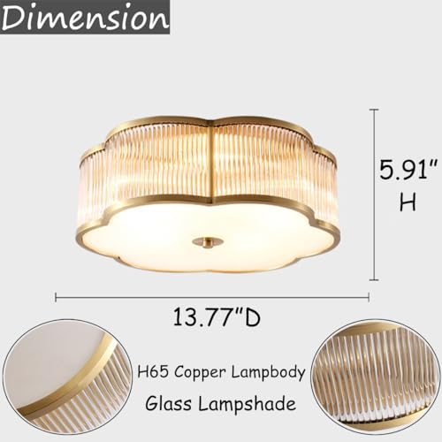14 in Brass Flush Mount Ceiling Light for Entryway and Bedroom (A / Small)
