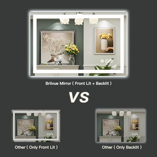 48x40 Inch LED Bathroom Mirror with Lights (Backlit+front Lit / 48"L x 40"W)