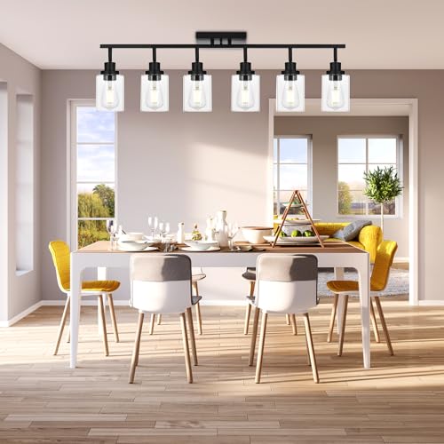6 Light Track Lighting Kit Black Track Lighting Fixtures Bathroom Wall Sconces Ceiling Mount Kitchen Tracking Lights (Black / 6-Light)