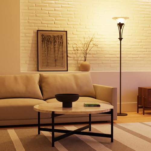 63361 Gatineau 71" Dark Bronze Floor Lamp with Alabaster Glass Shade (Rustic)