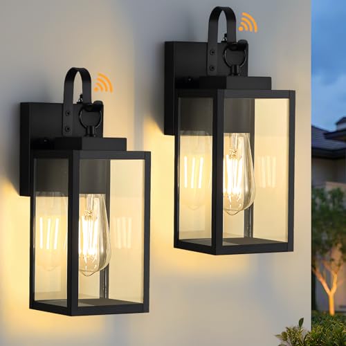 2-Pack 11.8-Inch Dusk to Dawn Outdoor Wall Light, All-Metal Frame (11.8'' 2 PACK / Black)