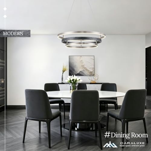 3 Ring LED Chandelier Modern Chandeliers Black Brushed Nickel Dimmable 24'' (Black Nickel / 24 inch)