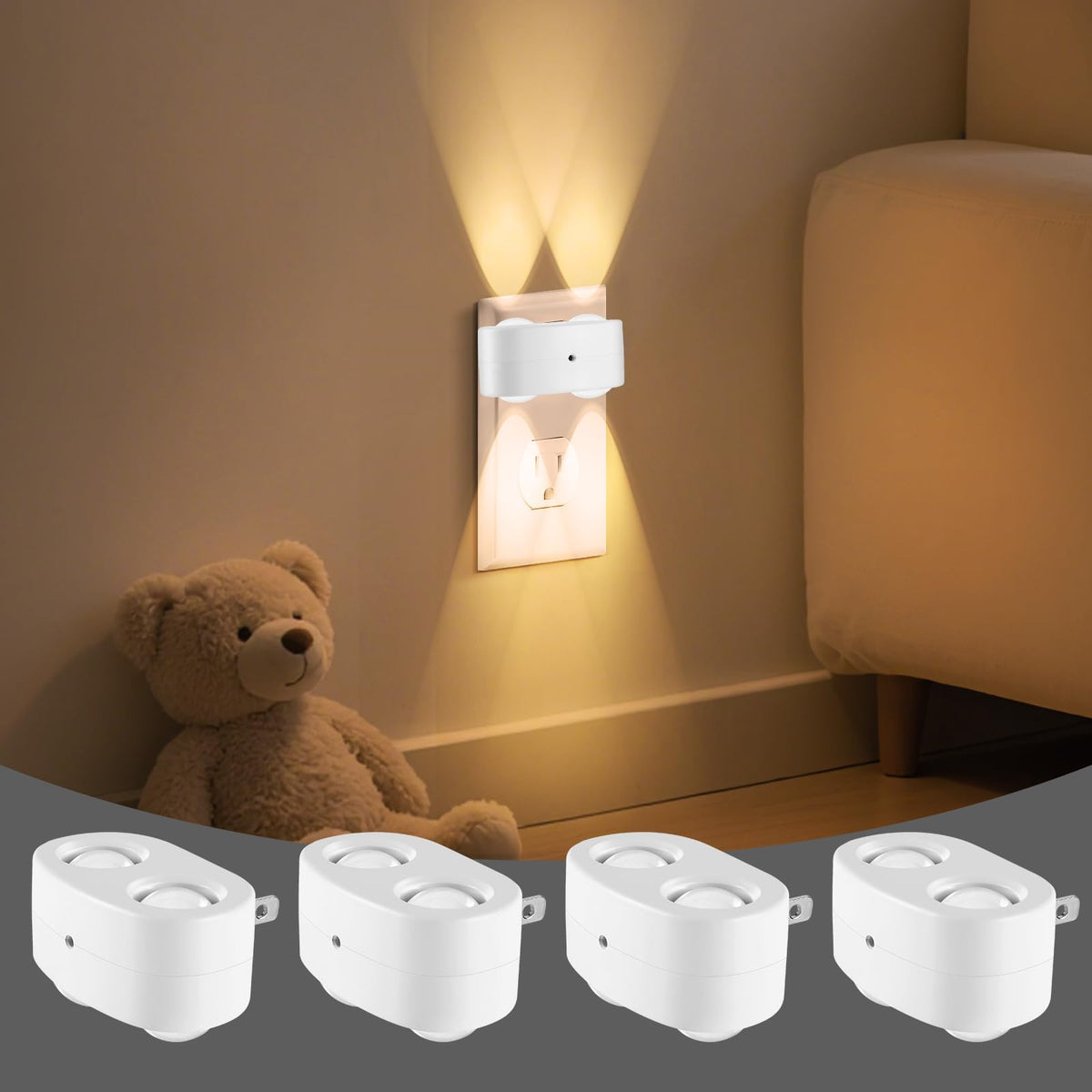 4 Pack LED Night Light Plug into Wall (Soft White)