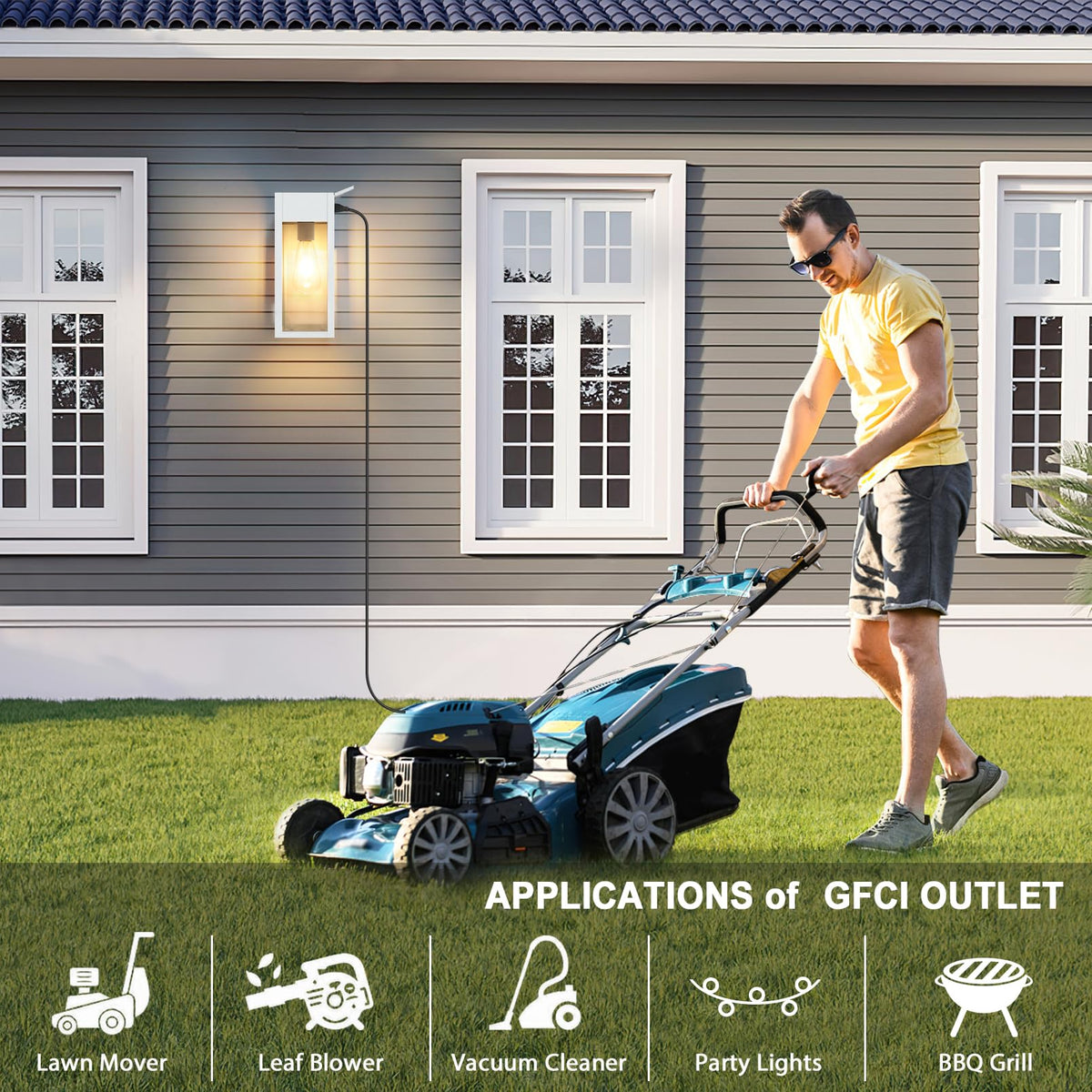 Porch Lights with GFCI Outlet (White 1-Pack（With Outlet） / No Sensor, Standard)