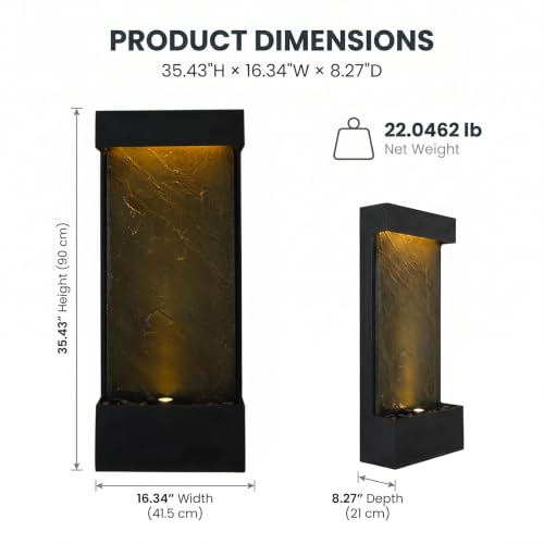 39.57" H Outdoor Indoor Waterfall Fountain with LED Lights