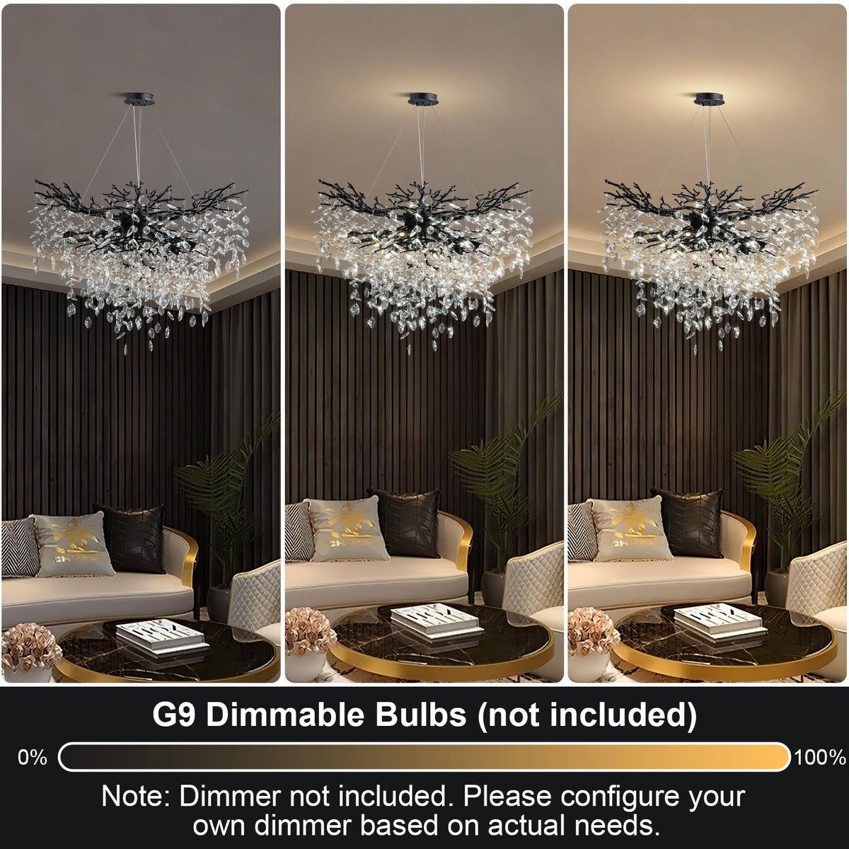40" Black Crystal Chandelier (Black / Round-D40")