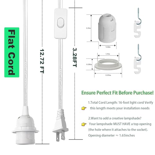 Plug in Light Socket (White / 16FT)