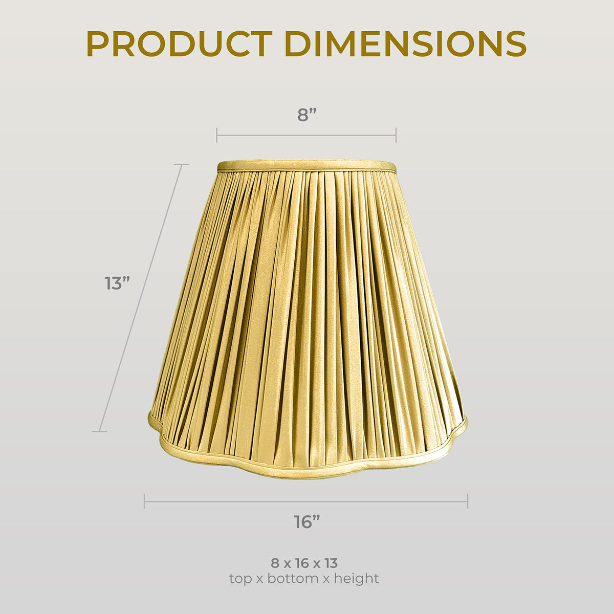BS-754-16AGL Bottom Scallop Gather Pleat Basic Lamp Shade, 8 x 16 x 13, Antique Gold (Antique Gold / 8 x 16 x 13)