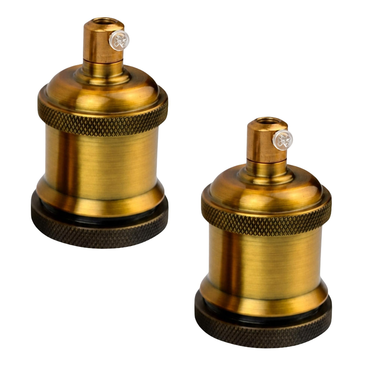 E26 Lamp Holder Socket Yellow Brass Metal Vintage Edison Bulb Holder IP20 Hardwired Medium Base Fitting for Pendant Wall Table Lamps DIY Indoor Lighting (Yellow Brass 2 Pack)