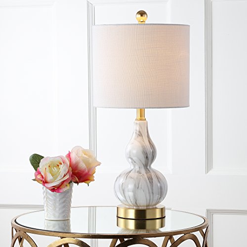 Anya Gourd Glass Table Lamp 20.5" (Single / Black / White)