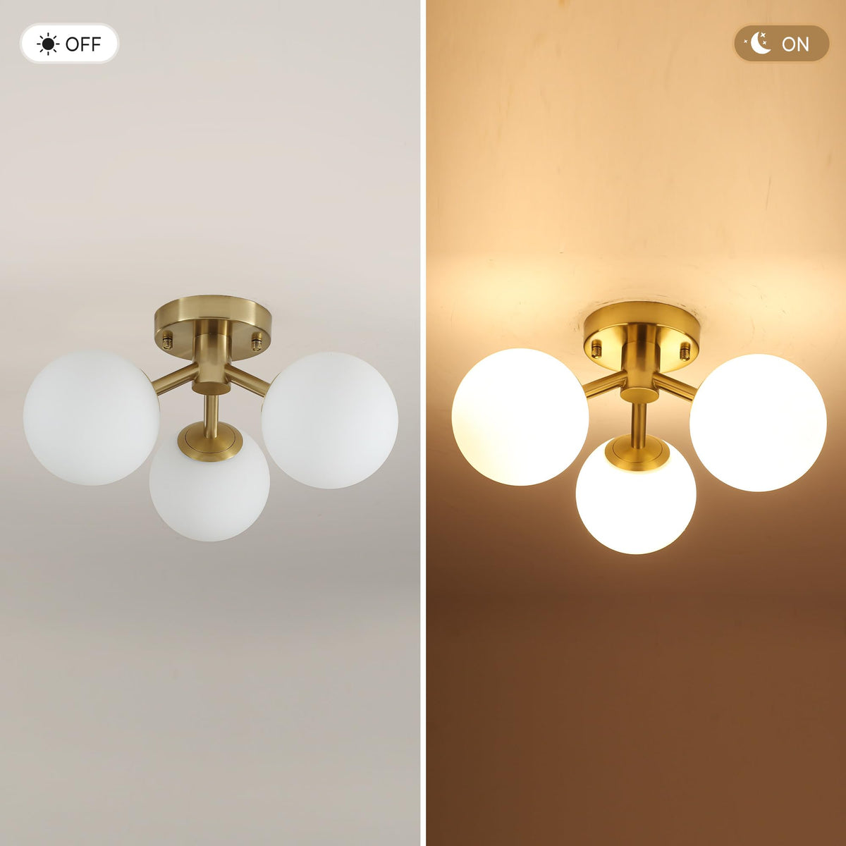 3 Light Mid Century Modern Ceiling Light (3-Light Gold / 3-Light)