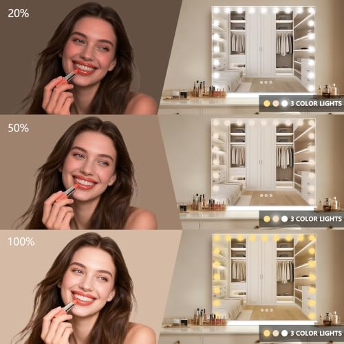 Vanity Mirror with Lights (White / 40"L x 30"W)