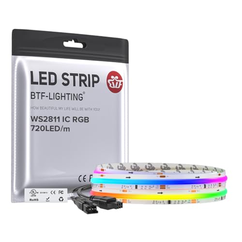 3.28FT WS2811 Smart IC RGB DC24V FCOB COB LED Strip Light (White PCB / 3.28FT)