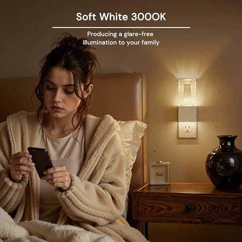 Night Light Foldable Night Lights Plug into Wall 2 Pack (White)
