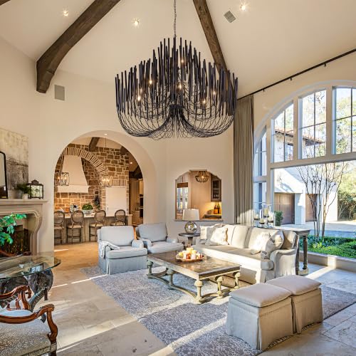 Modern Farmhouse Chandelier for Dining Room 57" (Black / 57 inches)