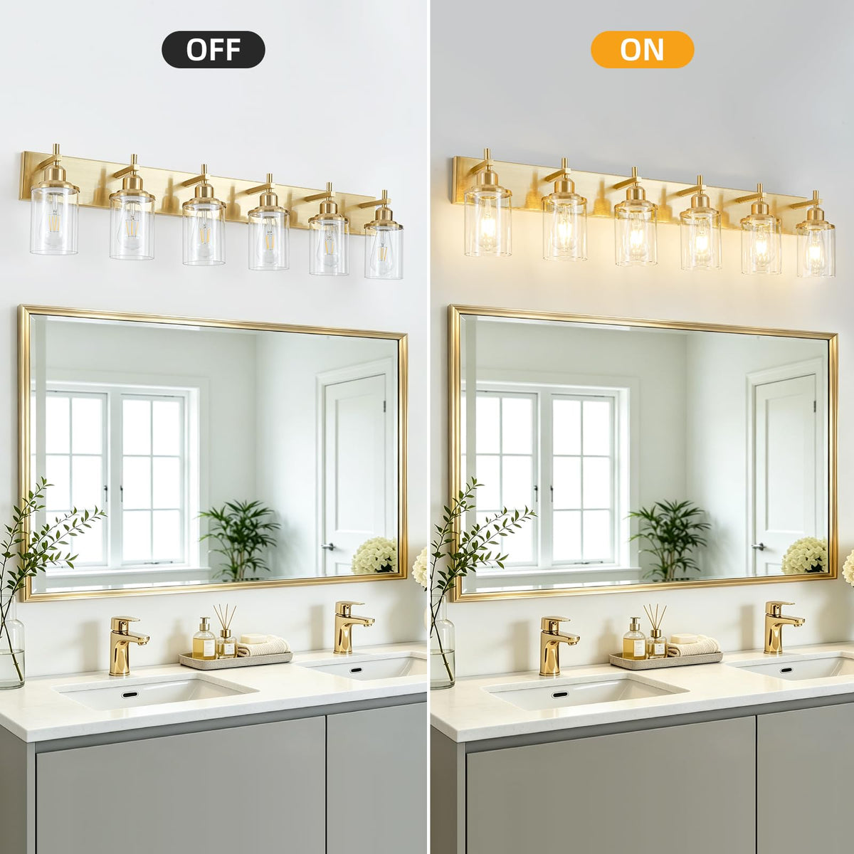 6 Light Modern Brushed Gold Bathroom Light Fixtures Over Mirror (Brushed Gold / 6-Light)
