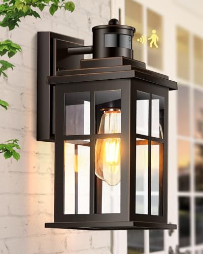 Distance Adjustable Motion Sensor Outdoor Lights (Motion Sensor 1 Pack / Oil-Rubbed Bronze(Gold Trim))