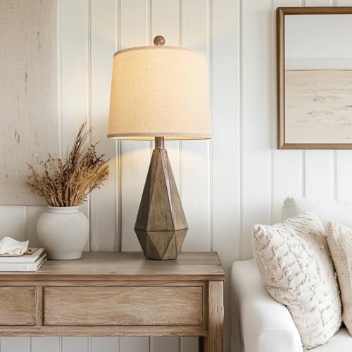 23'' Farmhouse Table Lamps Set of 2 (Medium - Dark Wood Resin)