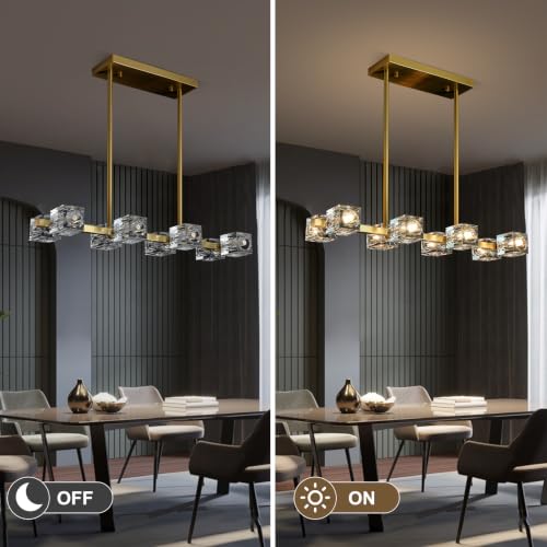 Linear Crystal Dining Room Chandelier (8 lights Gold)