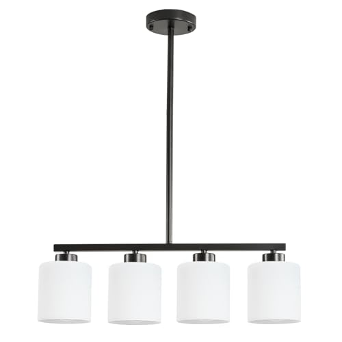 4 Light Black Kitchen Island Lighting (Black & Milky White Glass / 4 Light)