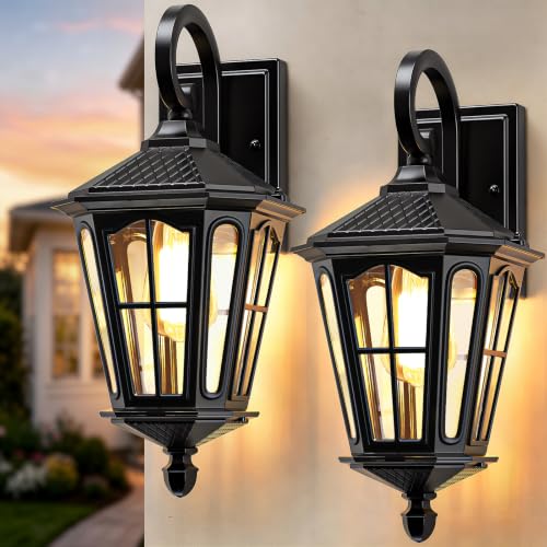 16'' Outdoor Wall Lights 2 Packs (Black)