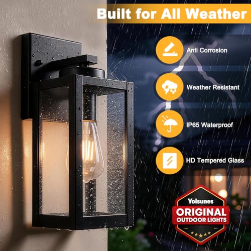 13" Outdoor Wall Light Fixtures with Enclosed Bottom (2 Packs-13IN / Black (No Sensor))