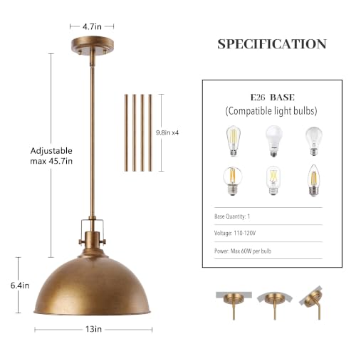 13 in Dome Pendant Light (Antique Brown / 13 Inch)