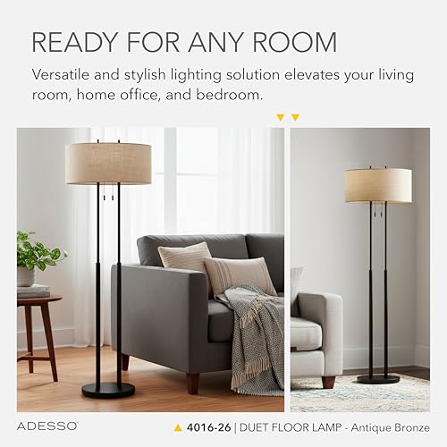 Duet Floor Lamp with Dual Pull Chains (Antique Bronze / Floor Lamp)