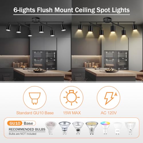 Track Lighting Fixtures Ceiling Black (Black / 29.9" 6 Light Track Light)