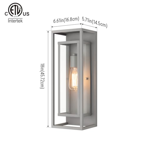 18" Modern Outdoor Porch Wall Light (Matte Gray / 18-inch)