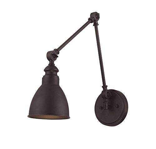 9-960-1-13 Dakota Mid-Century Modern Metal Wall Sconce with Adjustable Arm, 1-Light 60 Watt, 17" H x 6" W, English Bronze (17)