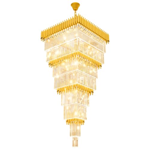 W32 x H94.5 Large Gold Chandeliers for High Ceiling (D32"XH94.5" Gold)
