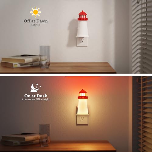 Night Lights Plug into Wall [2 Pack] 3D Printed Beacon Night Light (Lighthouse / 2 Pack)