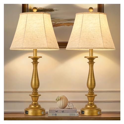 28.5'' Farmhouse Table Lamp Set of 2 (Antique Gold / 28.5'')