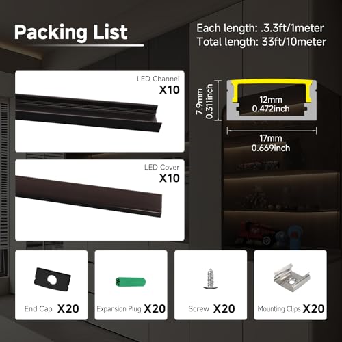 10 Pack 3.3ft (Black Aluminum + Black Cover / 3.3FT/10P/#048)