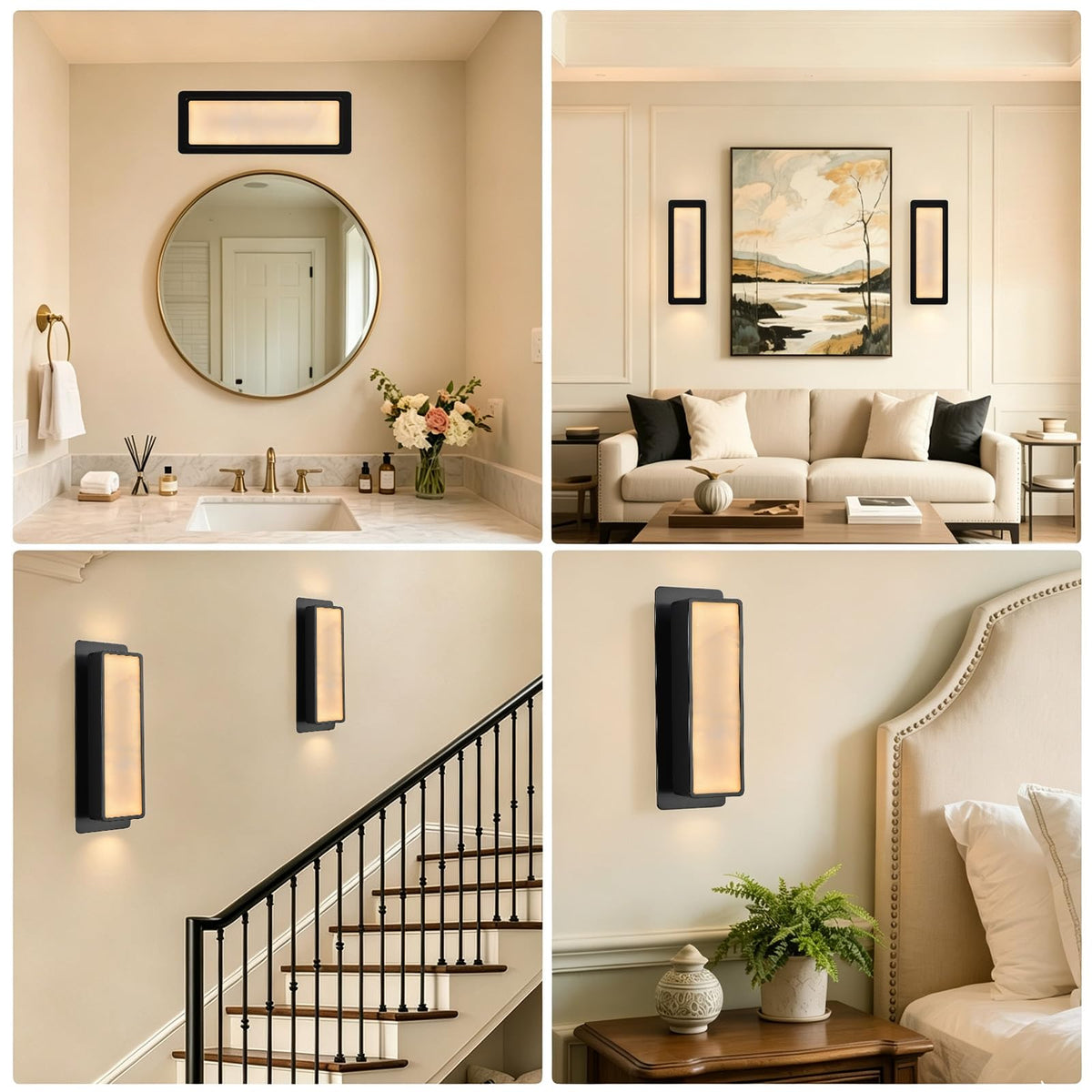 14" Alabaster Wall Sconce (Black / 14in)