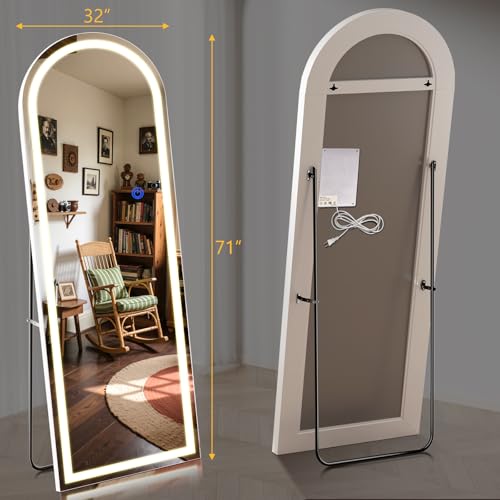 Arch Full Length Standing Mirror with LED Lights (Arched / 71"L x 32"W)