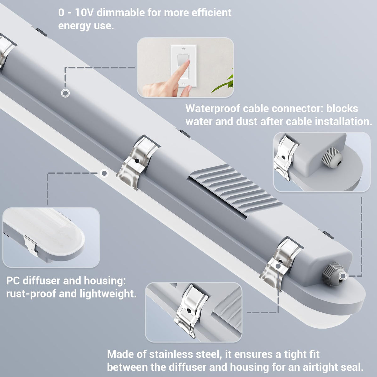 8FT LED Vapor Tight Light 120 (8FT (4-Pack))