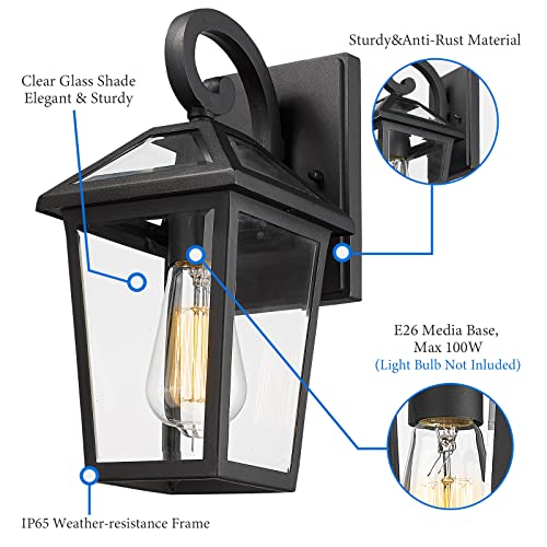 Outdoor Light Fixtures Wall Mount (Black - 2 PACK / Small)