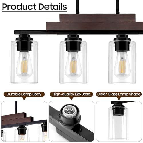 26.4" 4 Light Kitchen Island Lighting (Black & Reddish Brown / 4-Light)